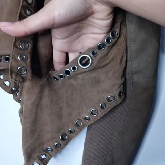 Neiman Marcus Grommet Detail Draped leather Jacket - Picture 6 of 8